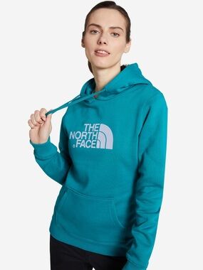 The North Face Small Half Dome Logo Pullover Hoodie Teal Blue Fleece Casual